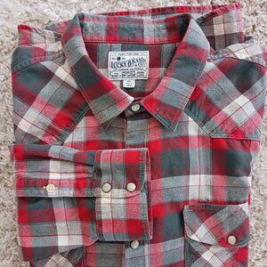 Lucky Brand Co Sportswear Mens Long Sleeve Dress Shirt Sz XL Pearl Snap Western